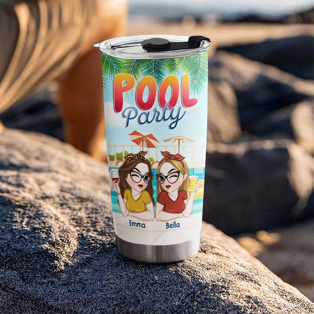 Custom Christmas Birthday Gifts For Best Friend • Pool Party - Personalized Tumbler