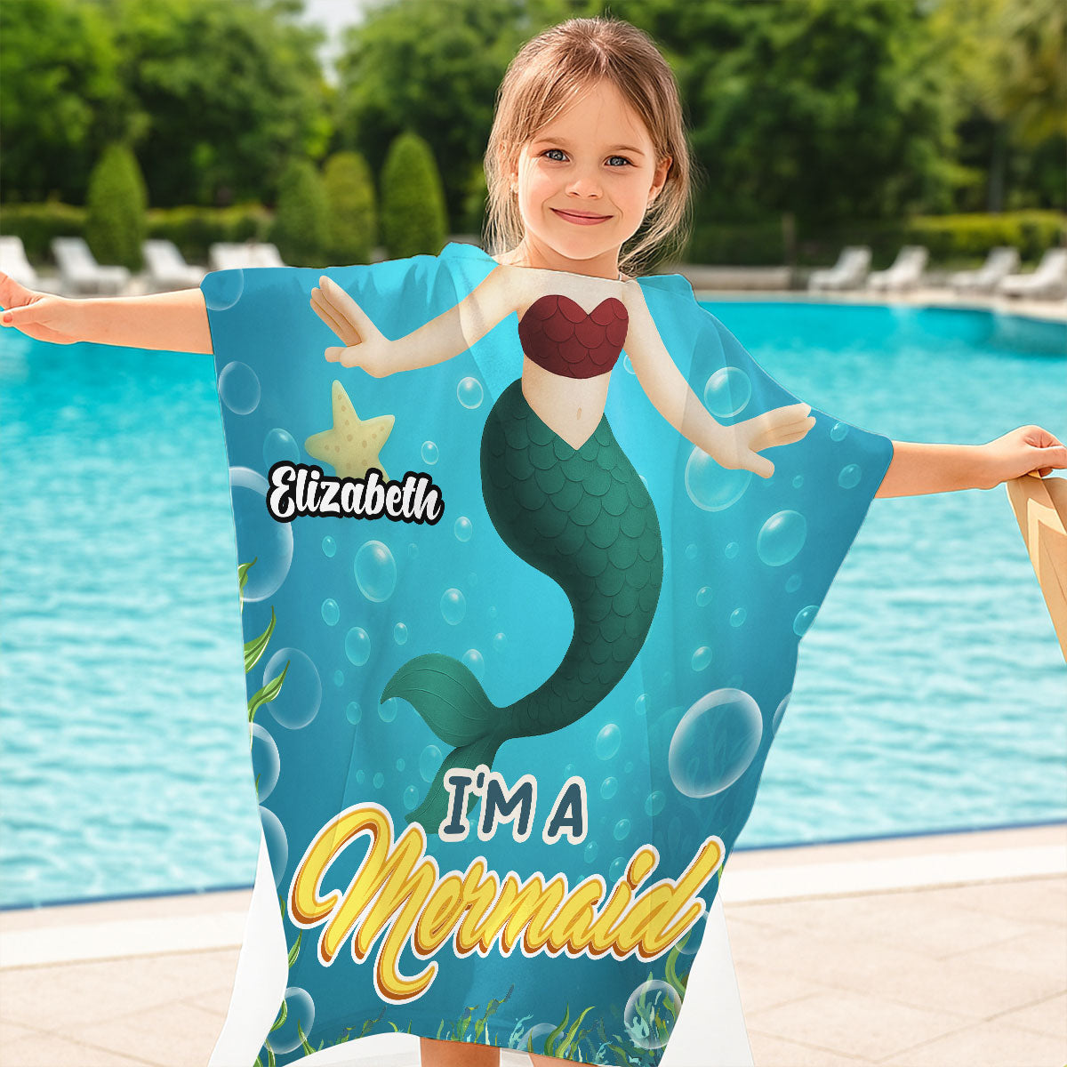 I Am Mermaid - Personalized Hooded Beach Towel