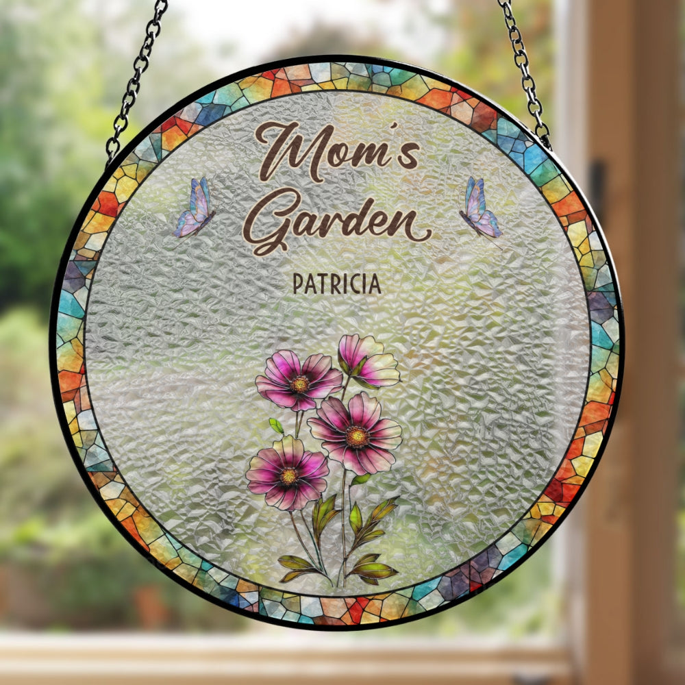 Custom Hanging Decor, Birthday Housewarming Gift • Mimi Garden Flower - Personalized Window Hanging Suncatcher