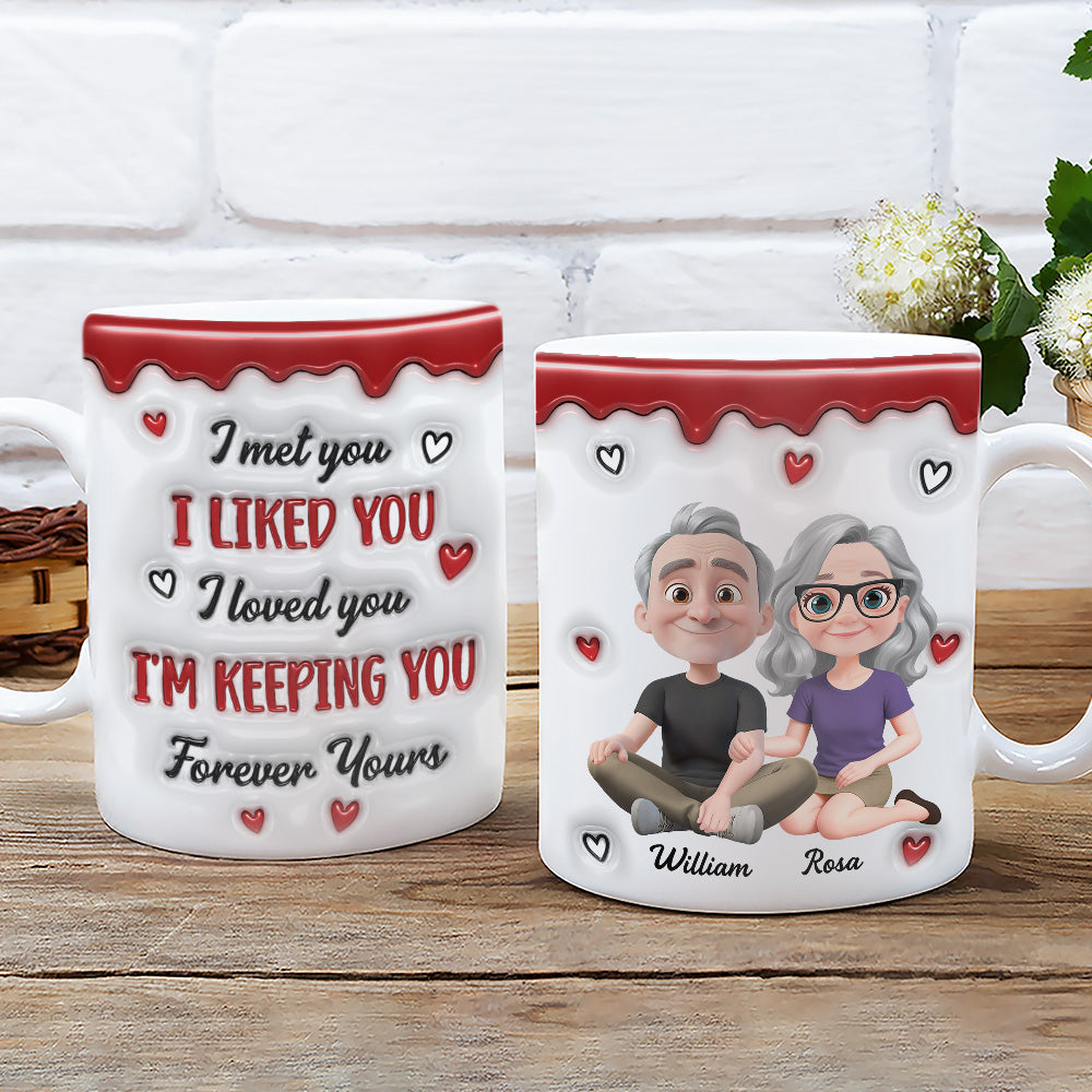Custom Anniversary Keepsake Gifts For Couple • Couple Cartoon Forever Love - Personalized 3D Inflated Effect Mug