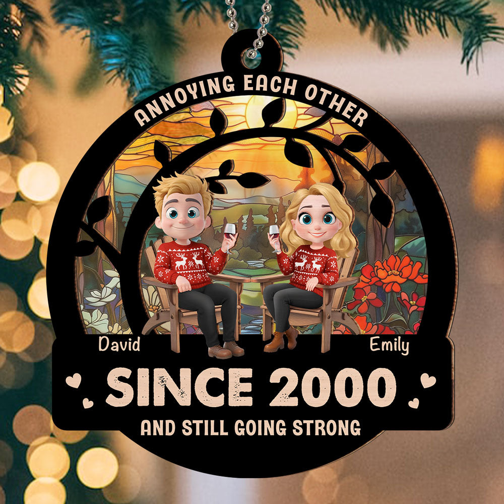 Custom Couple Christmas Ornament, Anniversary Gift •  Love Still Going Strong - Personalized Suncatcher Ornament