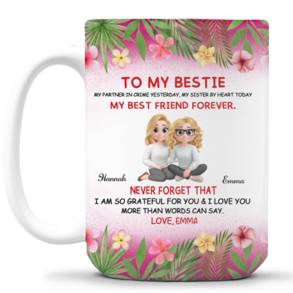 Custom Best Friend, Christmas & Birthday Friendship Keepsake Gift • My Partner In Crime Yesterday - Personalized Coffee Mug