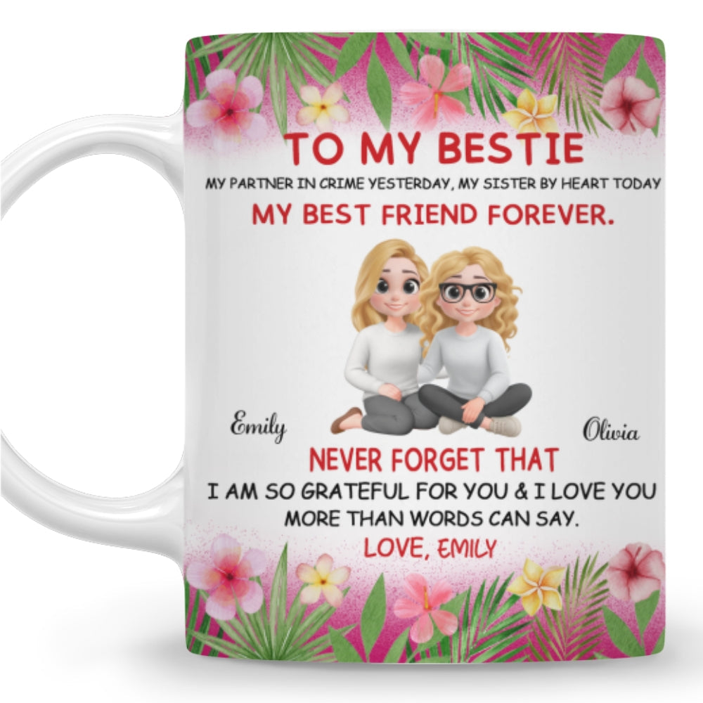 Custom Best Friend, Christmas & Birthday Friendship Keepsake Gift • My Partner In Crime Yesterday - Personalized Coffee Mug