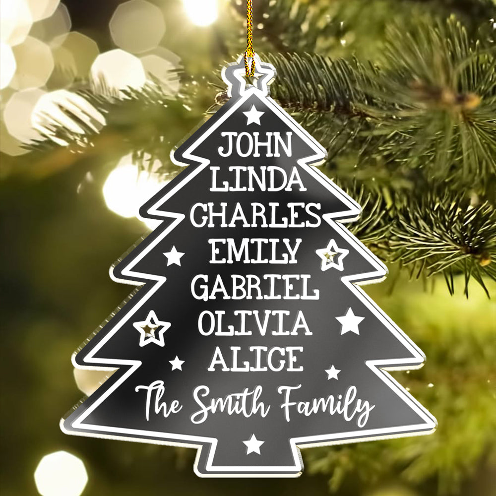 Custom Family Ornament, Christmas Gift for Family Members •  Christmas Tree Family Names - Personalized Mirrored Acrylic Ornament