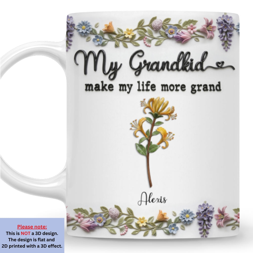 Custom Mother's Day Gift for Mom & Grandma • My Grandkids Make Life Bloom - Personalized 3D Effect Mug