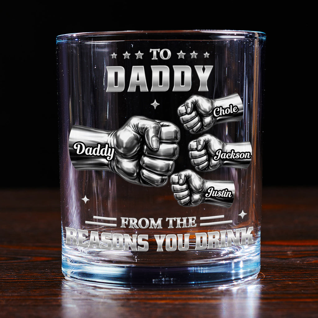 Custom Father's Day Birthday Gifts for Dad • Reason You Drink - Personalized Whiskey Glass