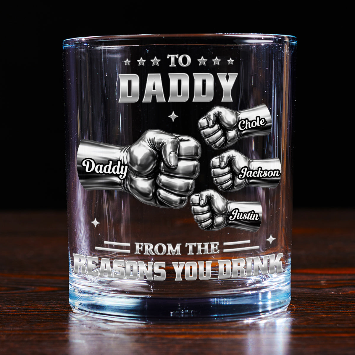Custom Father's Day Birthday Gifts for Dad • Reason You Drink - Personalized Whiskey Glass