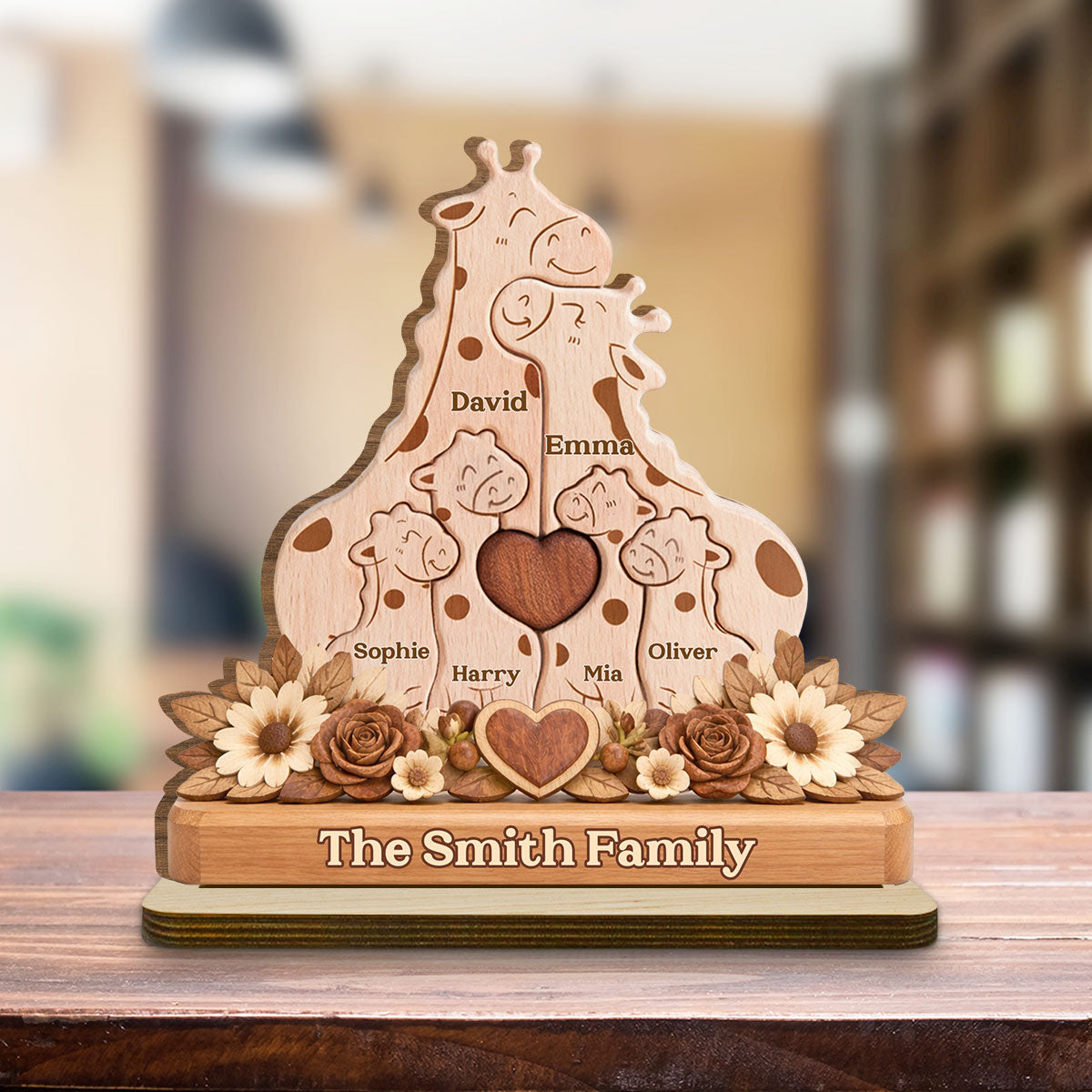 Custom Mother's Day Decor, Gift for Mom & Grandma • Warm Hug - Personalized 2-Layer Wood Plaque With Flat Base