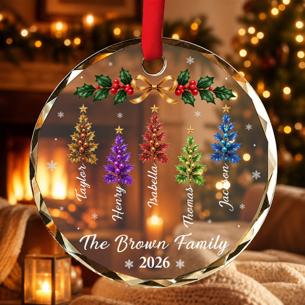 Custom Family Ornament, Christmas Gift for Family Members •  Family Makes Christmas - Personalized Glass Ornament