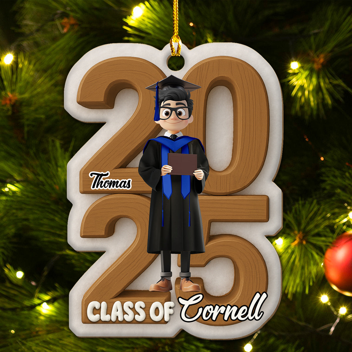 Custom Family Ornament, Christmas Gift for Family Members •  Graduated This Year - Personalized 3D Effect Wood Ornament