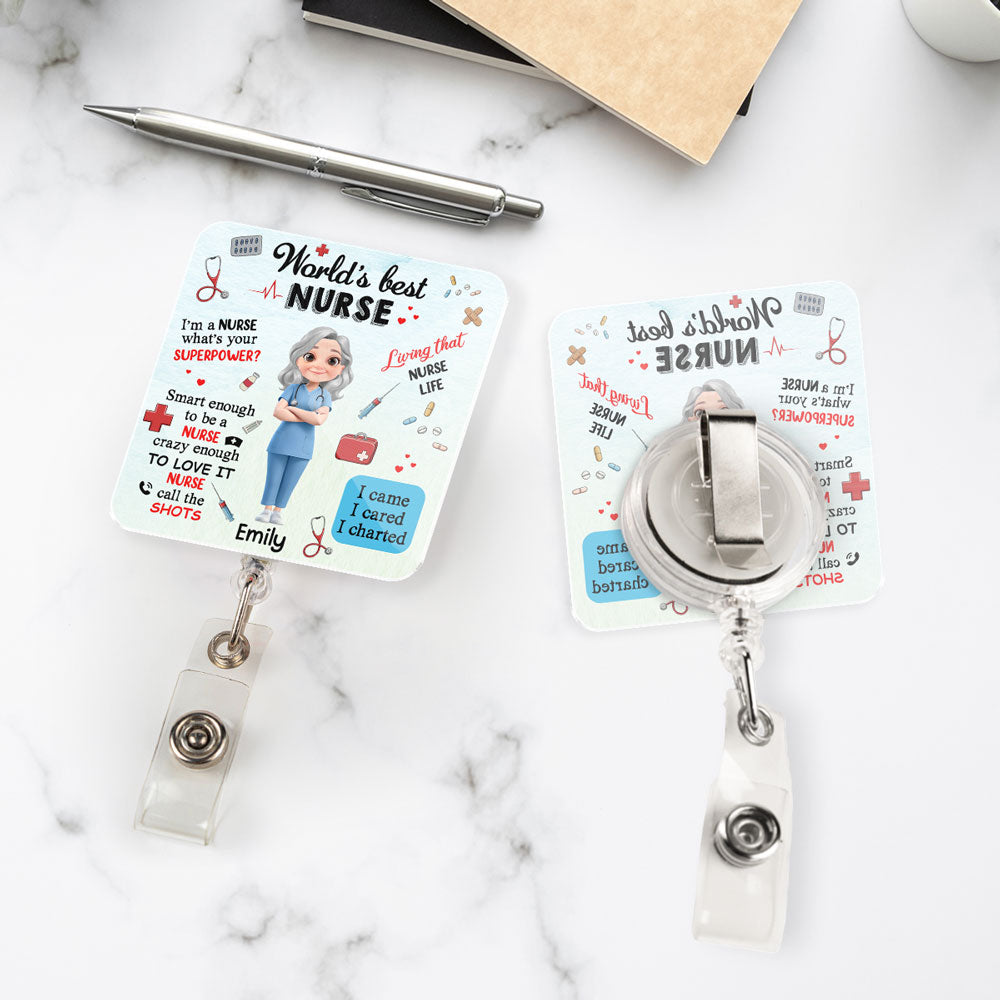 Custom Nurse ID Holder, Christmas Birthday Gifts for Healthcare Workers • I Am A Nurse - Personalized Acrylic Badge Reel