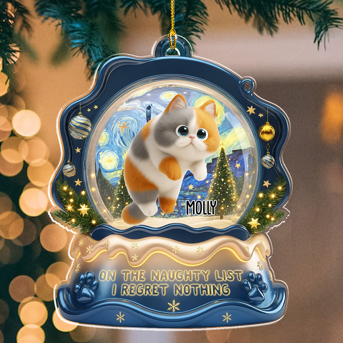 Custom Keepsake Christmas Ornament •  Cat Edition - Personalized Acrylic Ornament