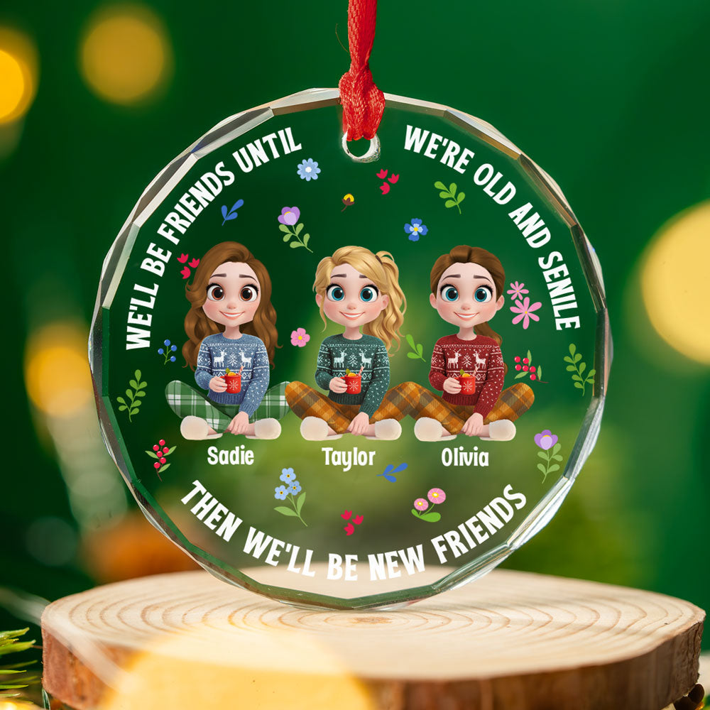 Custom Friendship Christmas Ornament, Best Friend Gift •  Best Besties Ever - Personalized Glass Ornament