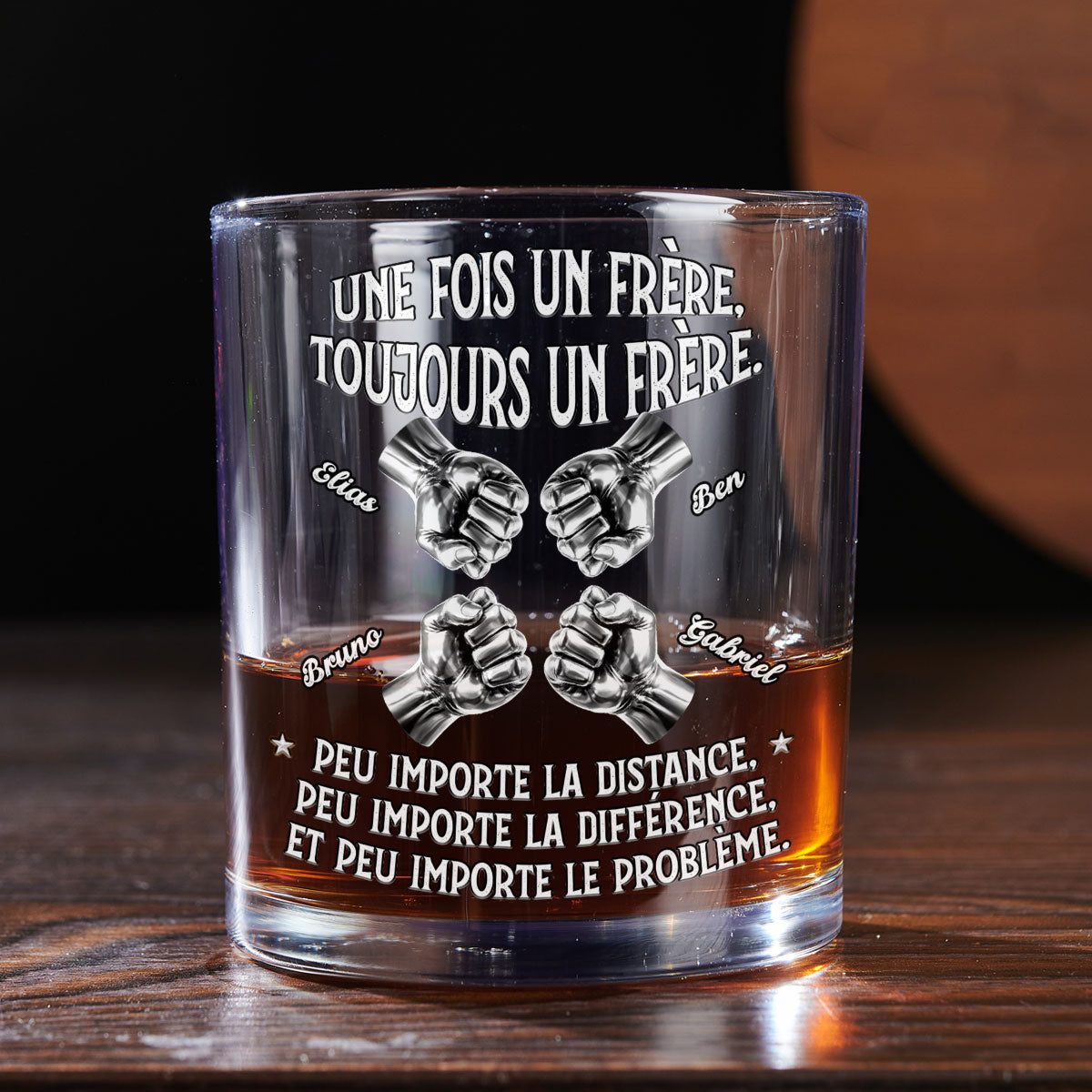 Custom Christmas Birthday Drinkware Gifts for Brother • Toujours Mon Frère – Verre À Whisky Personnalisé