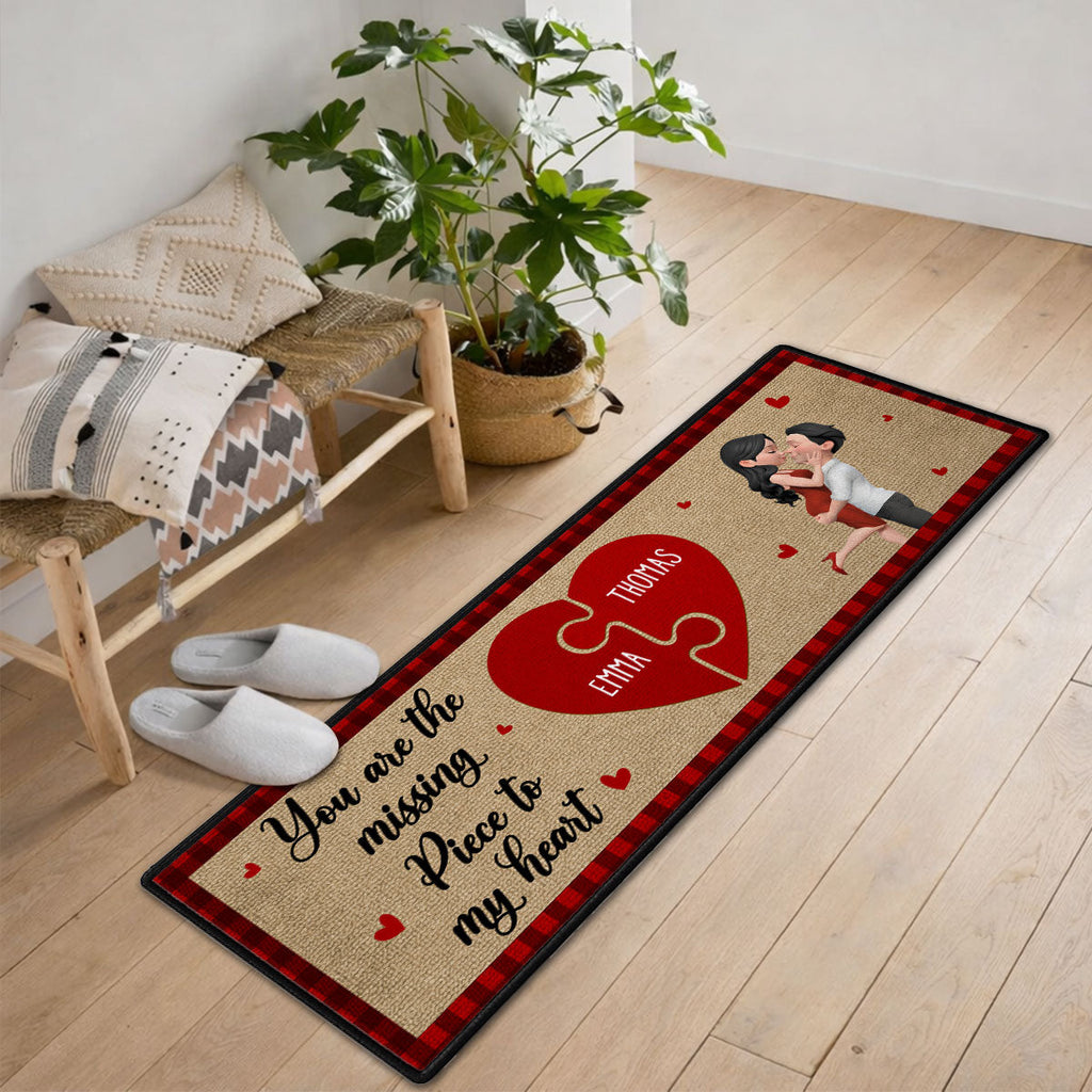 Custom Couple Rug, Anniversary Housewarming Gift For Wife Husband • You Are The Missing Piece - Personalized Runner Rug
