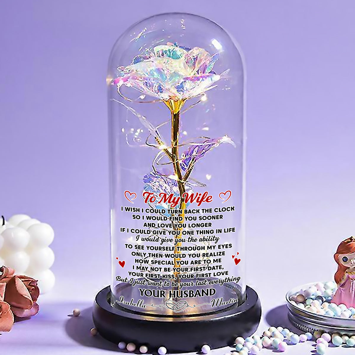 I Wish I Could Turn Back The Clock - Personalized Sparkly Rose