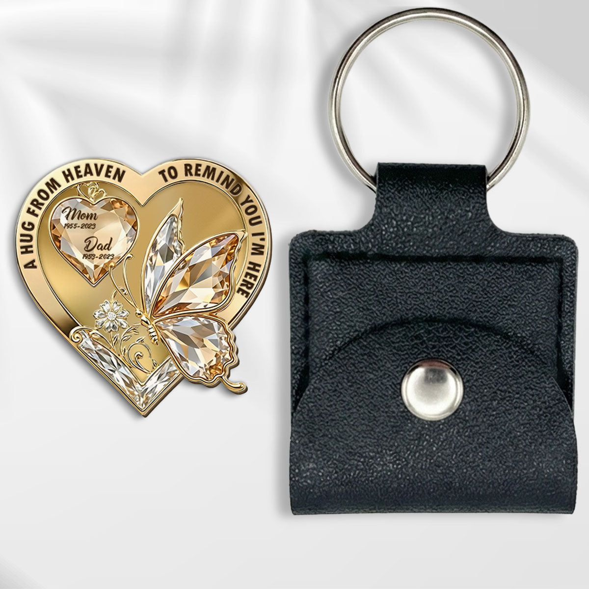Custom Memorial Coin Keychain, Sympathy Keepsake • The Moment My Heart Changed Forever - Personalized Wooden Pocket Hug