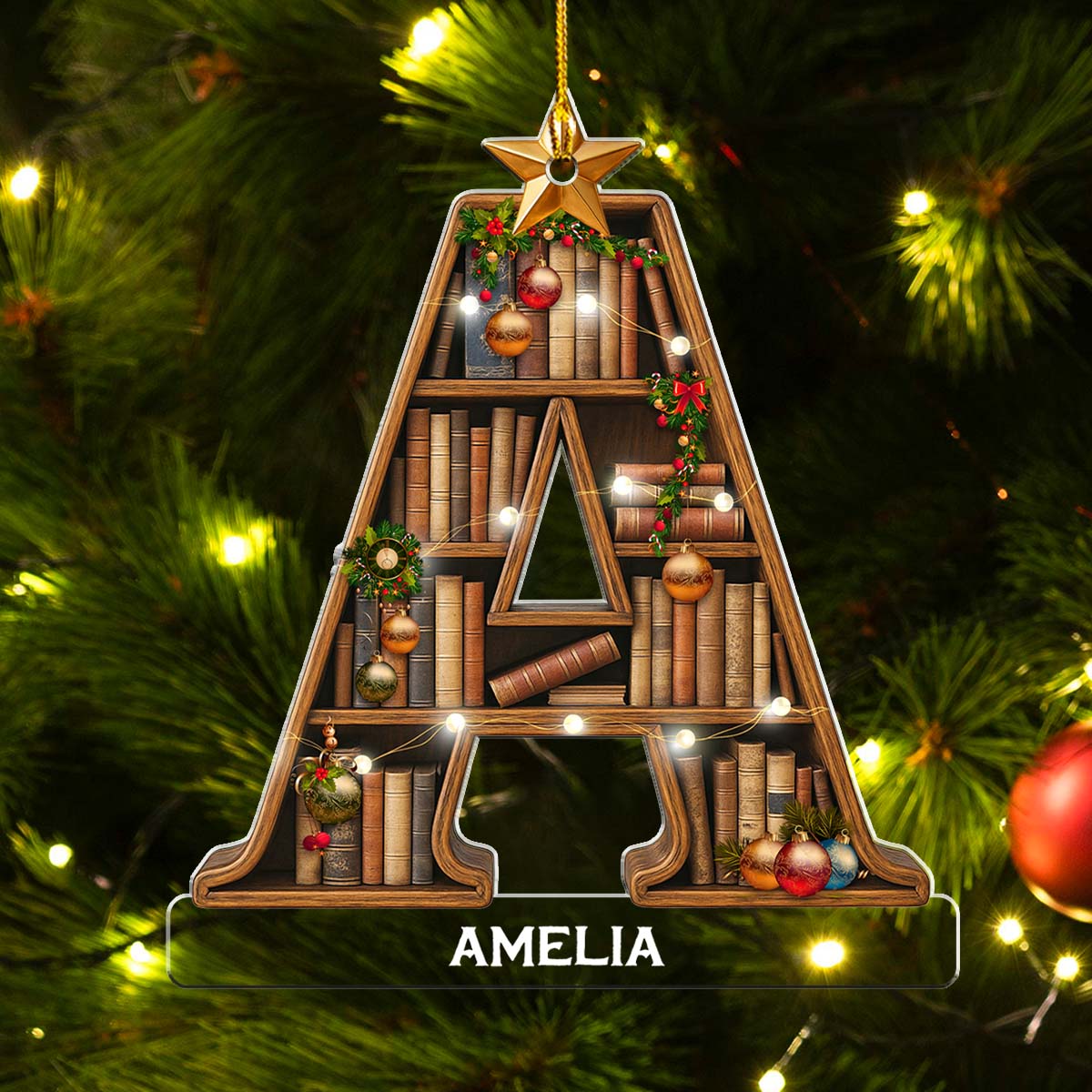 Custom Keepsake Christmas Ornament •  Bookaholic Christmas - Personalized Acrylic Ornament