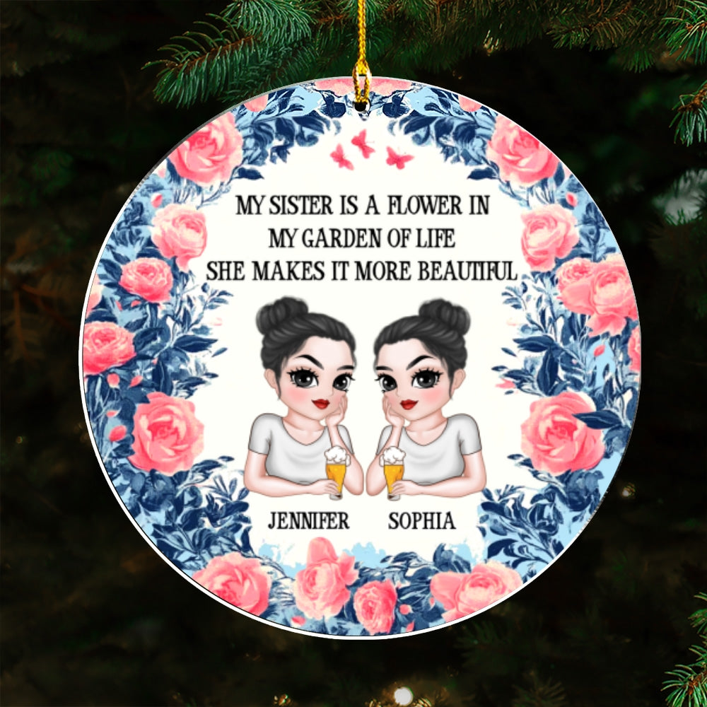 Custom Friendship Christmas Ornament, Best Friend Gift •  Sister Lights Up Life - Personalized Acrylic Ornament
