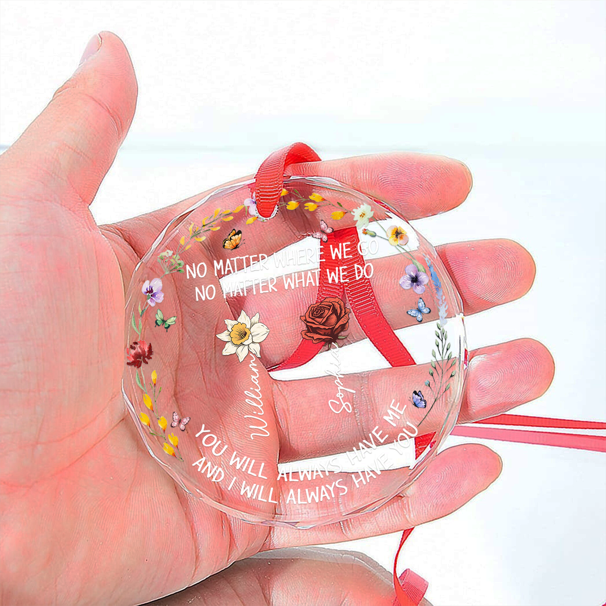 Custom Keepsake Christmas Ornament •  No Matter - Personalized Glass Ornament