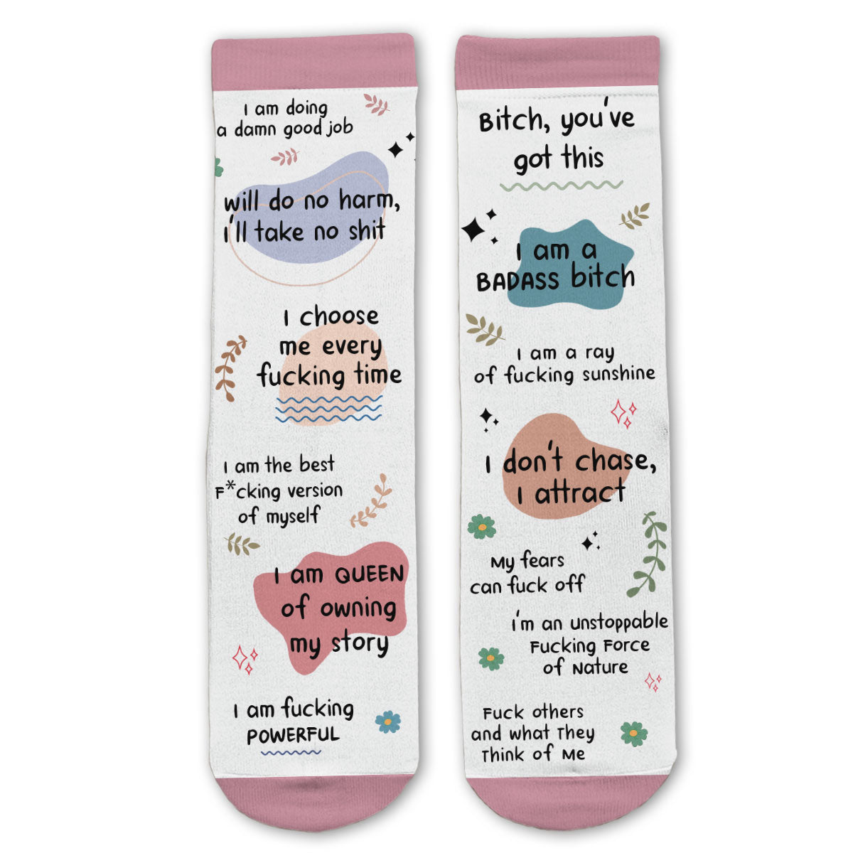 Custom Name Unique Footwear, Christmas Birthday Gift For Him & Her • Funny Affirmations - Personalized Crew Socks