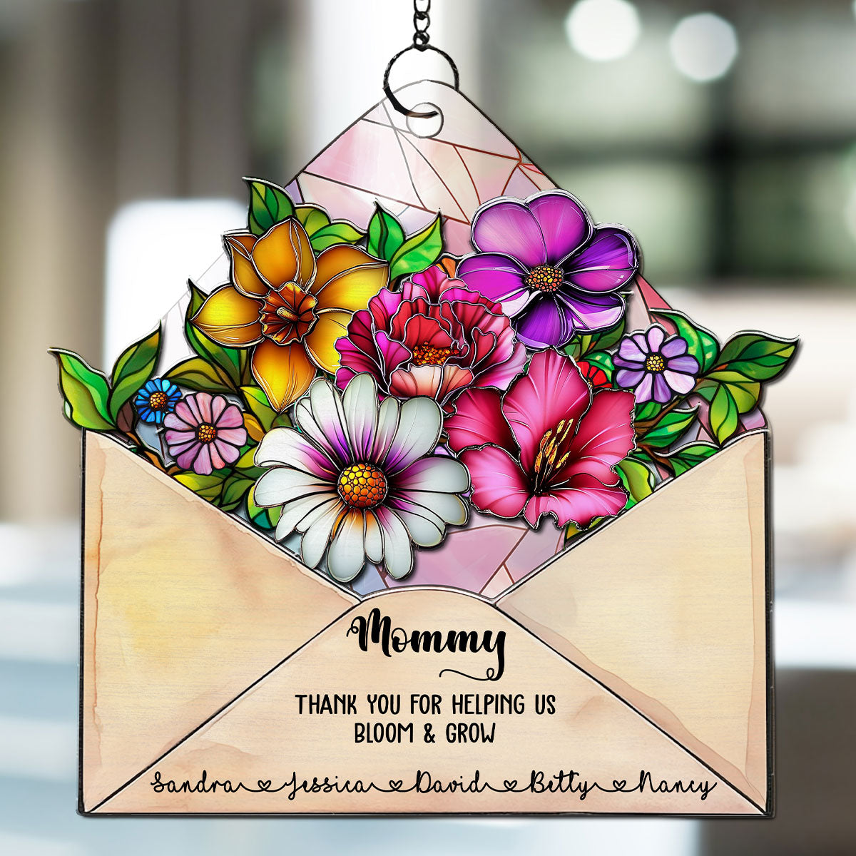 Custom Hanging Decor for Mom Daughter, Mother's Day Gifts • Envelope For Best Mom - Personalized Suncatcher