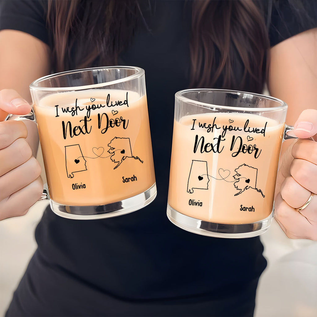 Custom Best Friend, Christmas & Birthday Friendship Keepsake Gift • I Wish We Lived Closer - Personalized Glass Mug