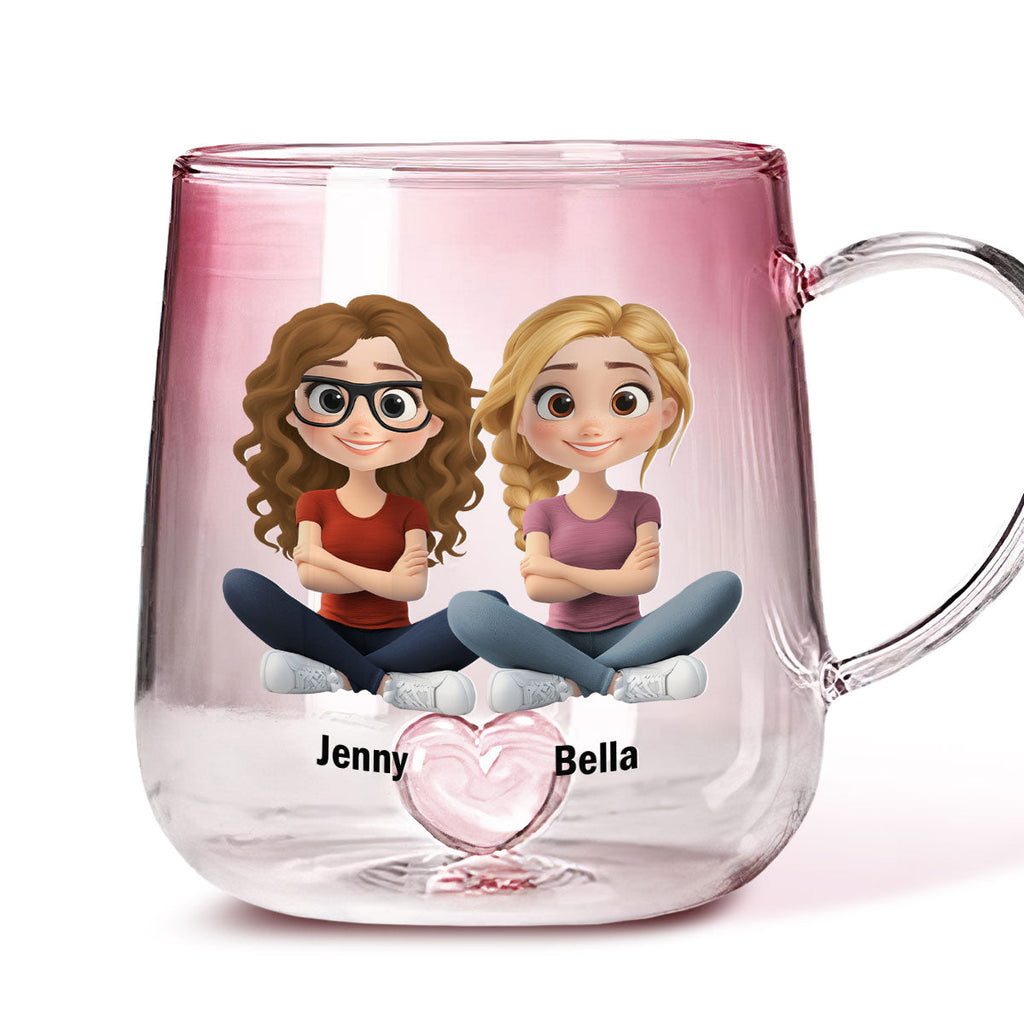 Custom Best Friend, Christmas & Birthday Friendship Keepsake Gift • I Would Punch For You - Personalized Pink Gradient Glass Mug