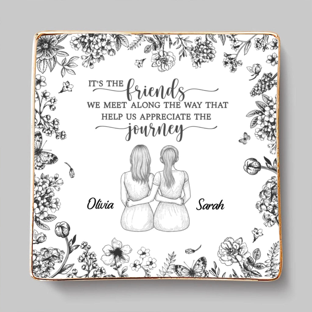 Custom Bestie Trinket Dish, Birthday Christmas Gift For Best Friend • The Journey Means More Together - Personalized Jewelry Dish
