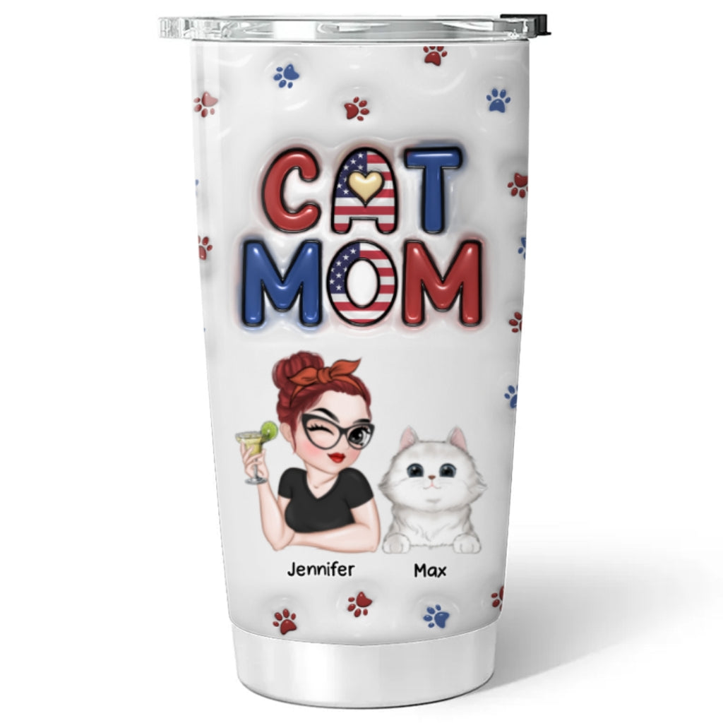 Lovely Cat Mom Version 3 - Personalized 3D Inflated Effect Tumbler