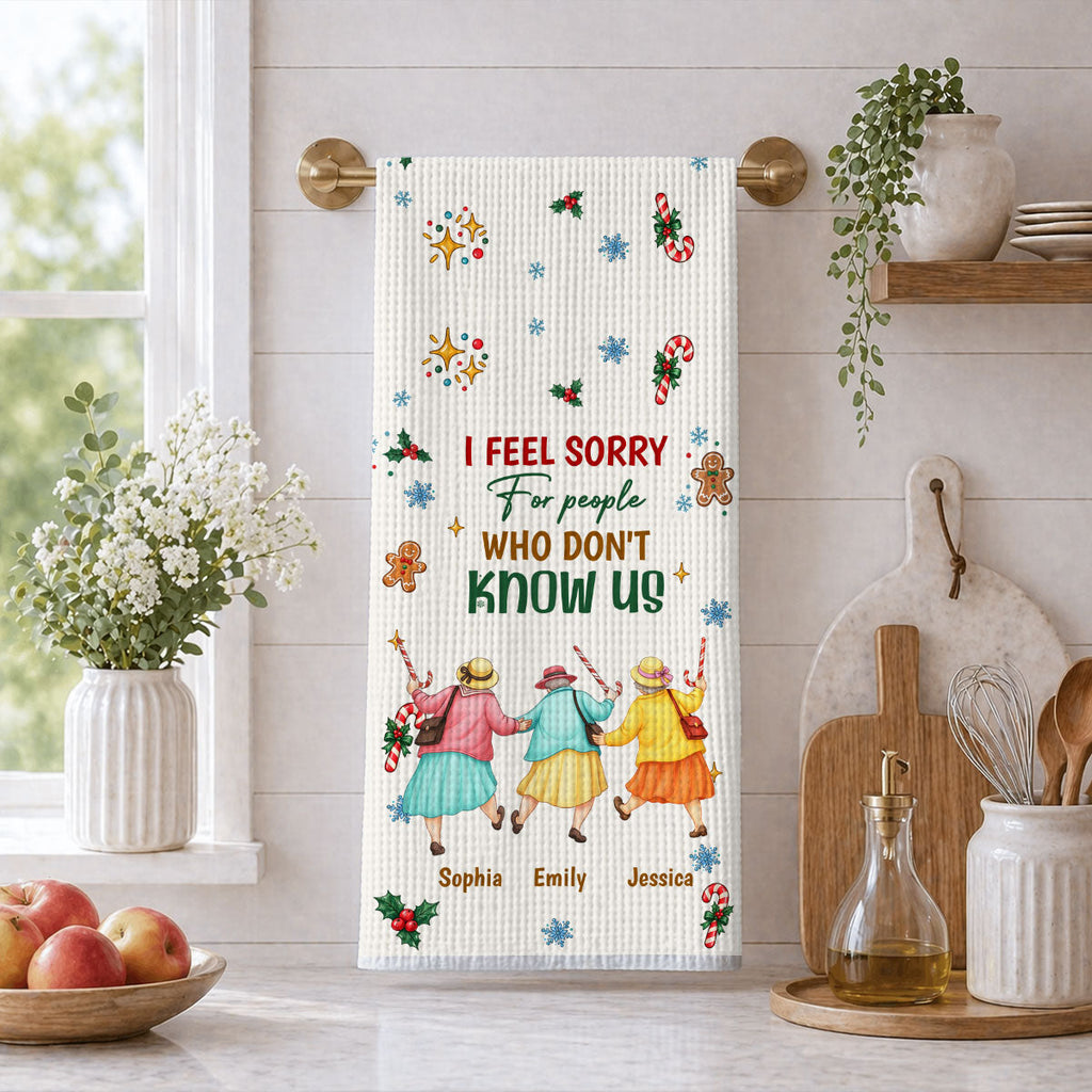 Custom Sister Kitchen Towel With Names, Birthday Christmas Gift For Sister Sibling • Funny Besties - Personalized Kitchen Towel