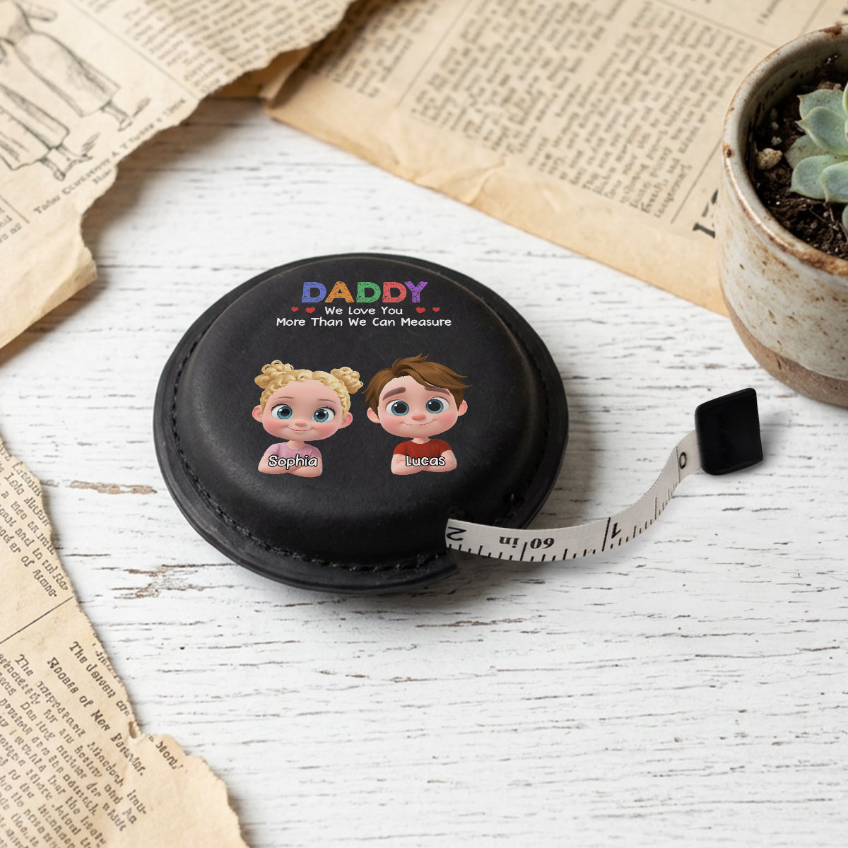 We Love You- Personalized Leather Tape Measure
