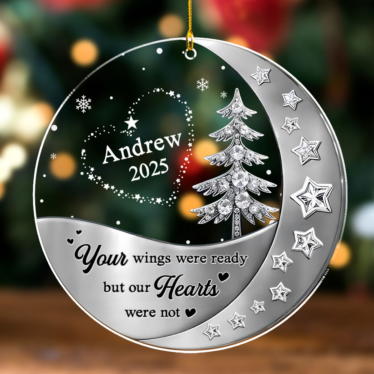 Custom Memorial Christmas Ornament, Sympathy Keepsake •  Not The Same Sky - Personalized 3D Effect Acrylic Ornament