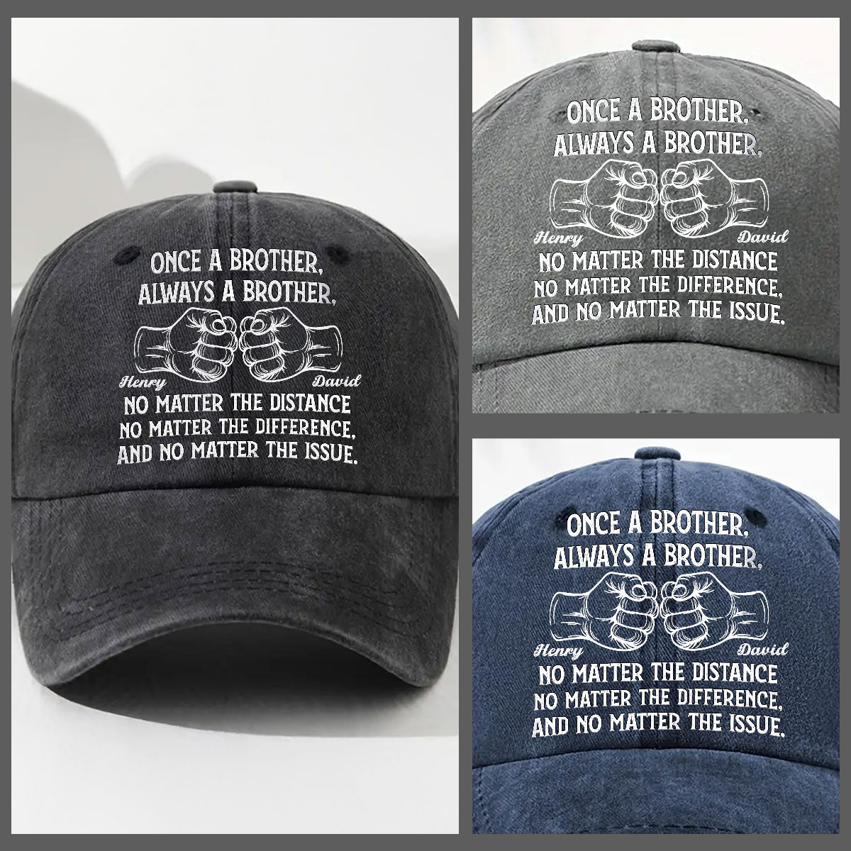 Soulmate Best Friend - Personalized Vintage Washed Denim Cap