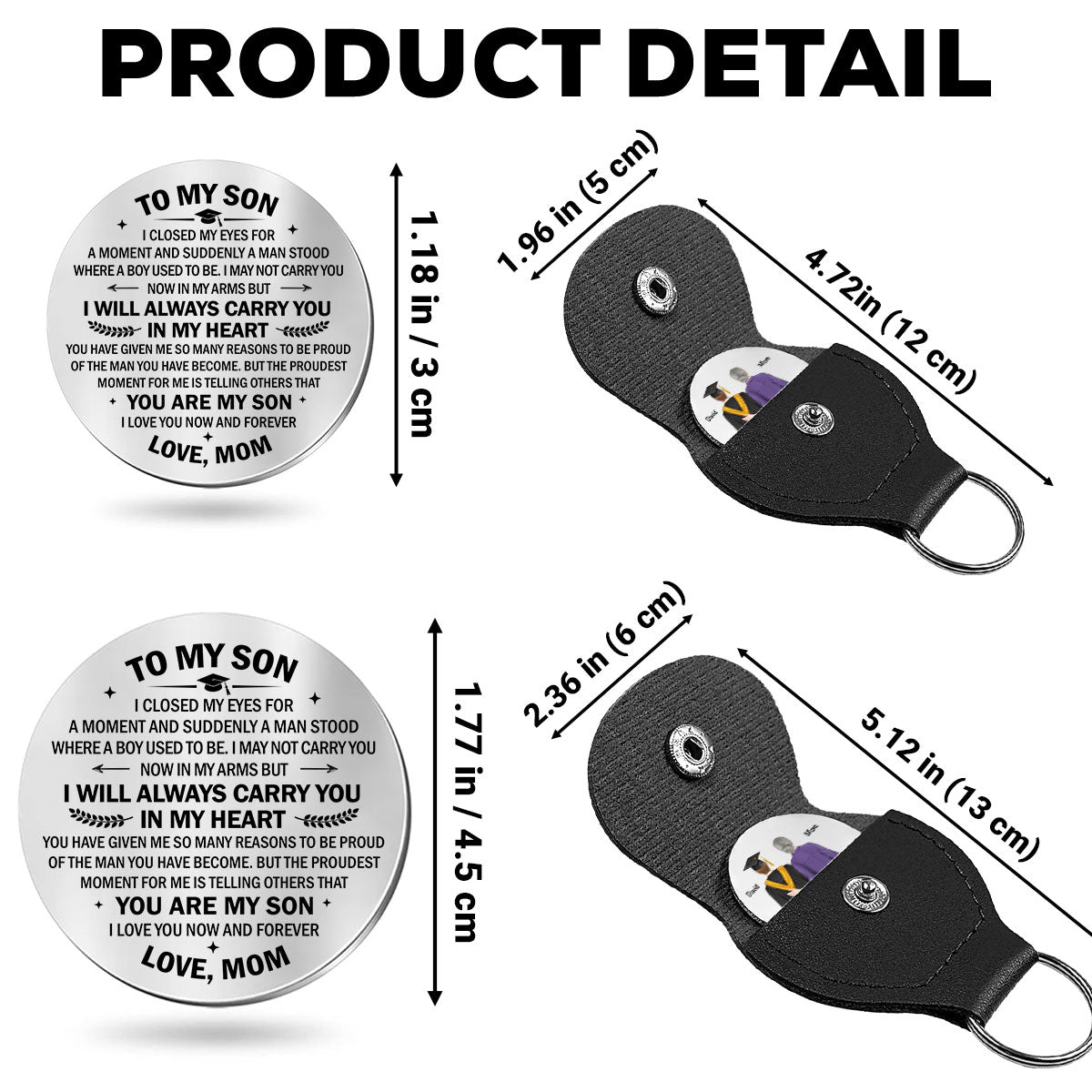 Custom Coin Keychain for Son, Father's Day Birthday Gifts • Graduation Gift Proud Son - Personalized Pocket Hug