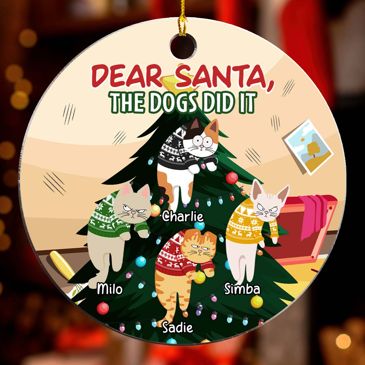 Custom Keepsake Christmas Ornament •  Dear Santa The Dog Did It - Personalized Acrylic Ornament