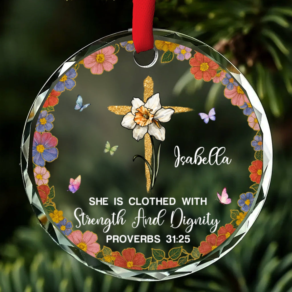 Custom Sister Christmas Ornament •  She Walks In Quiet Dignity - Personalized Glass Ornament