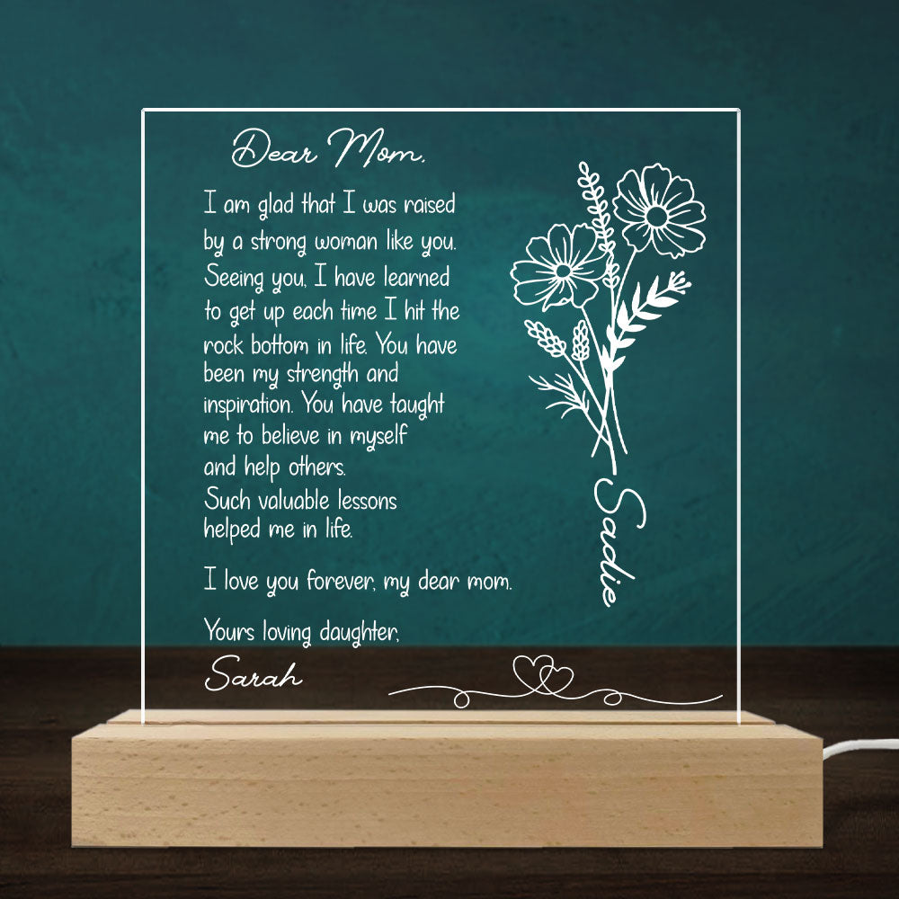 Custom Gift for Mom Grandma, Mother's Day Birthday • Hand Written Letter Gift For Mom - Personalized LED Light