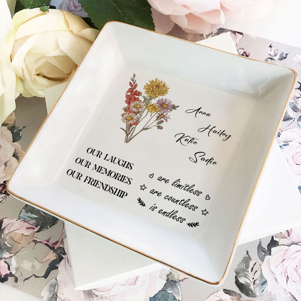 Custom Bestie Trinket Dish, Birthday Christmas Gift For Best Friend • Sweet Friendship 2024 - Personalized Jewelry Dish