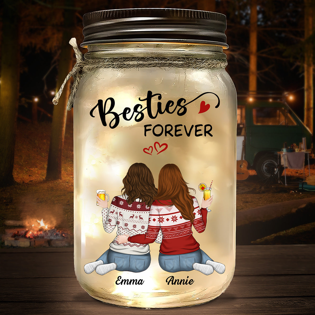 Besties Forever - Personalized Mason Jar Light