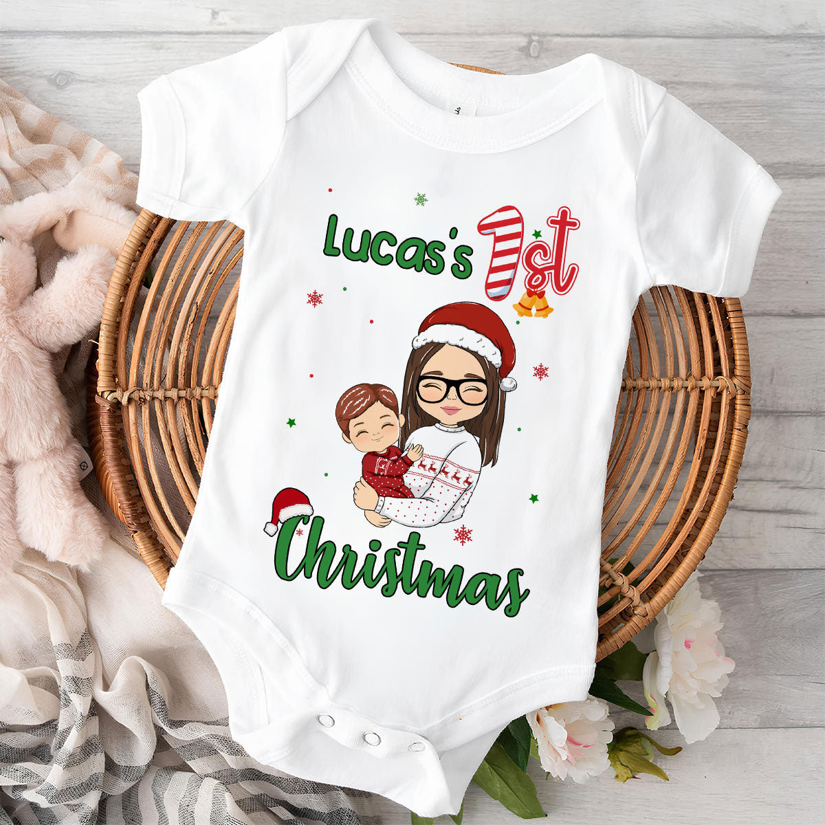 Baby First Christmas - Personalized Baby Onesie