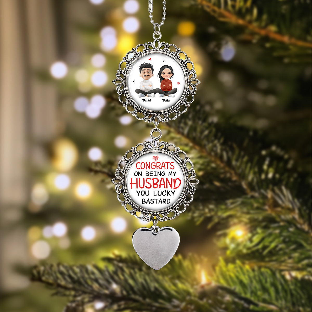 Custom Keepsake Christmas Ornament •  Congrats On Being My Husband - Personalized Charming Ornament