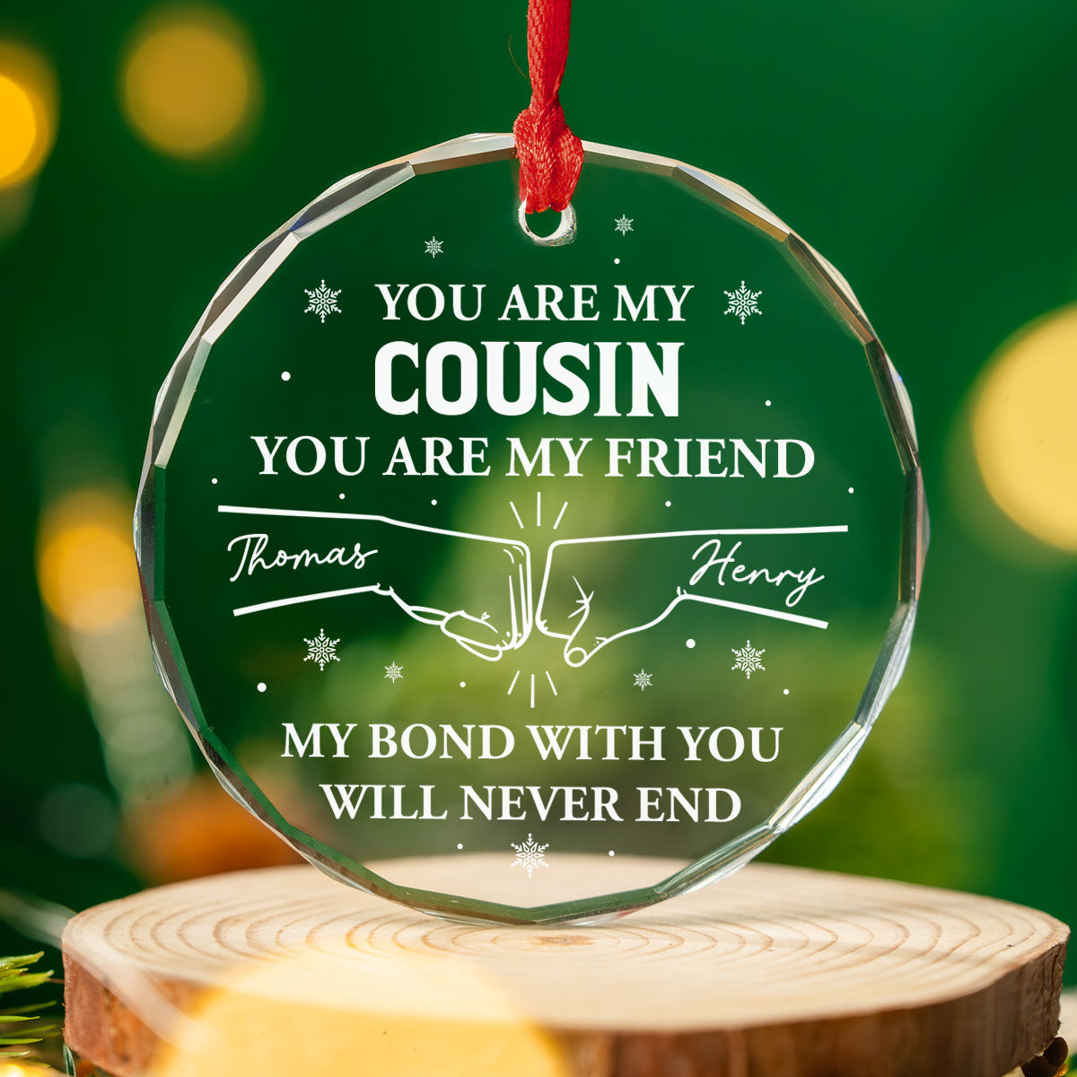 Custom Brothers & Sisters Christmas Ornament •  My Bond With You - Personalized Glass Ornament