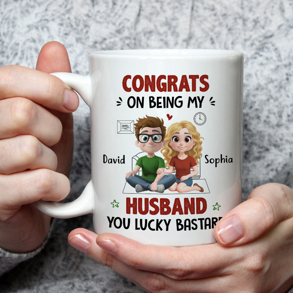 Custom Anniversary Keepsake Gifts For Couple • My Husband Won The Jackpot - Personalized Coffee Mug