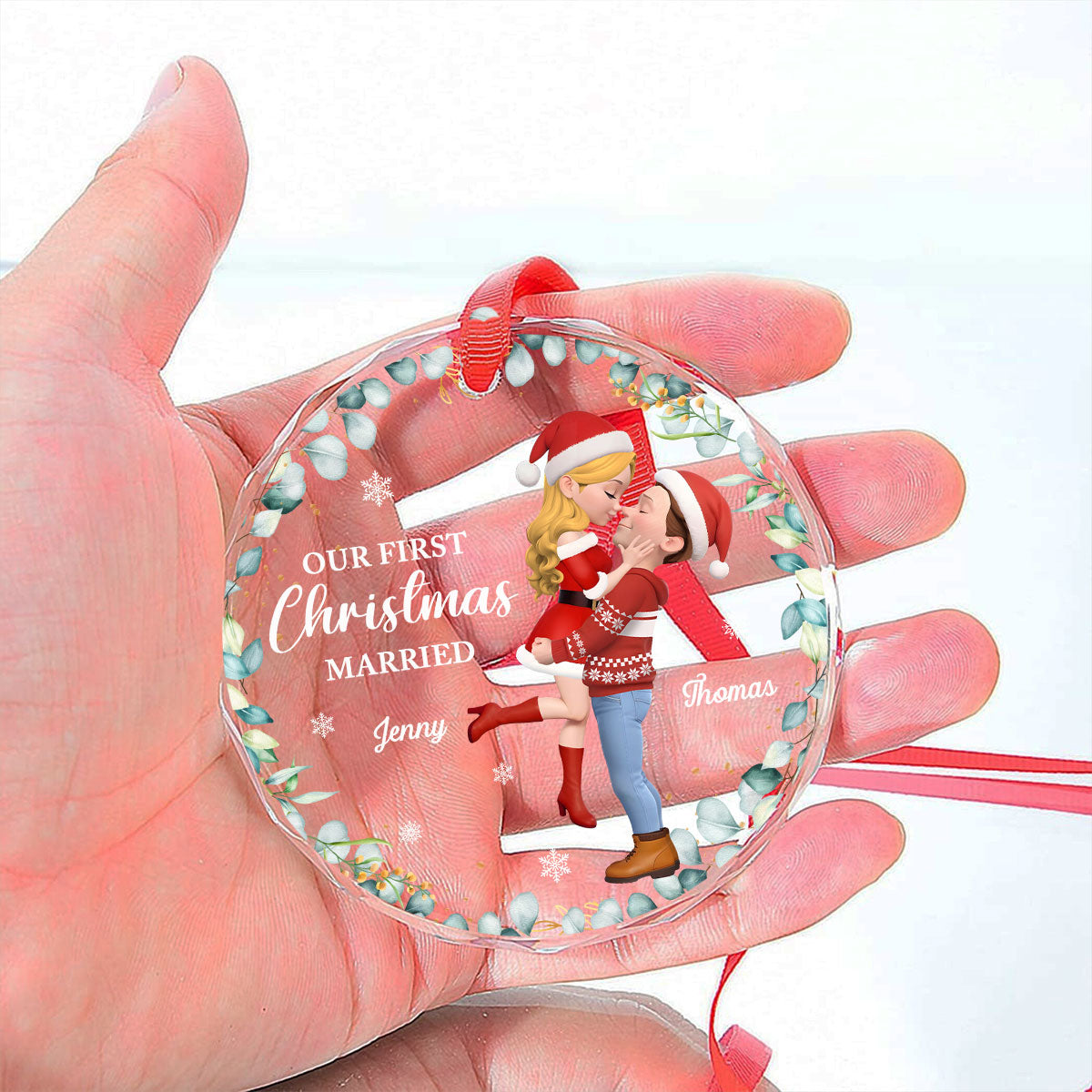 Custom Keepsake Christmas Ornament •  First Christmas Of Us - Personalized Glass Ornament