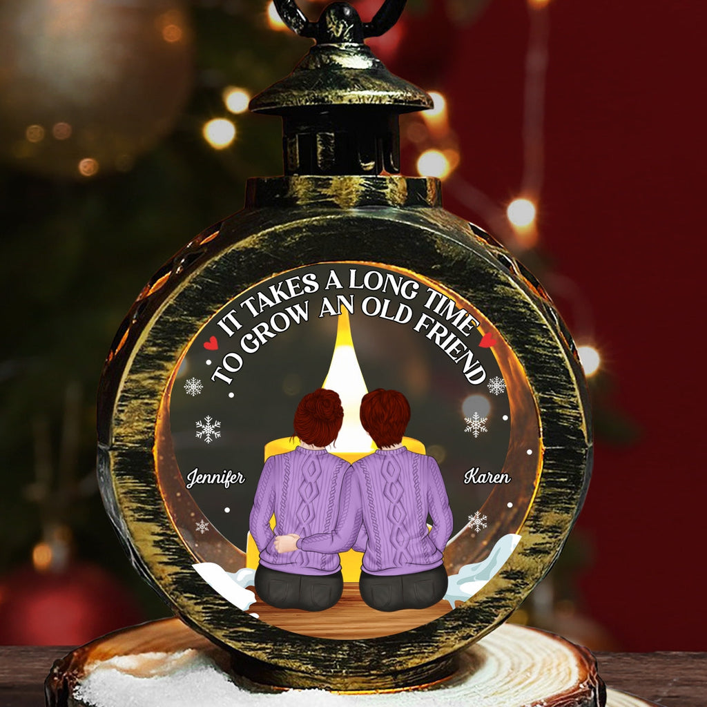 Custom Friendship Christmas, Best Friend Gift, Holiday Decor • True Friendship Takes Time - Personalized Christmas Lantern