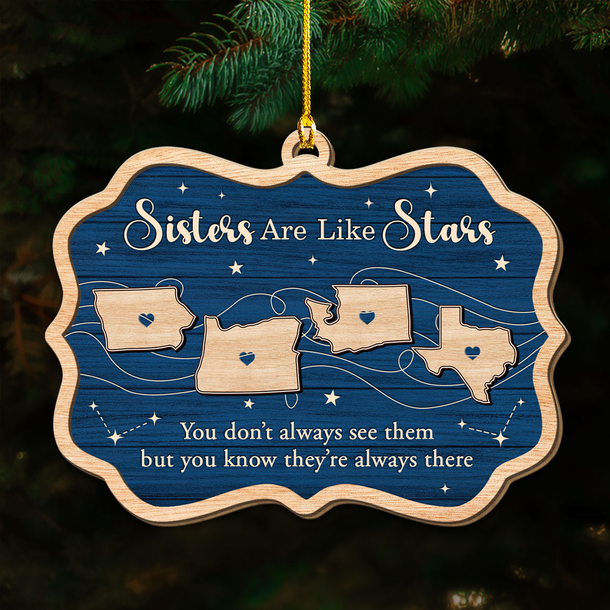 Custom Brothers & Sisters Christmas Ornament •  Siblings Are Like Star - Personalized Wood Ornament