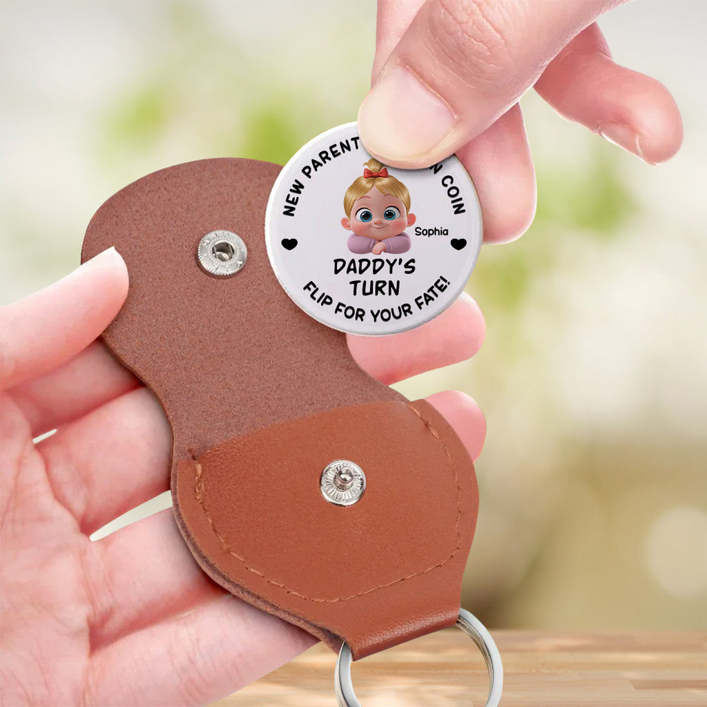 Custom Coin Keychain for Wife, Couple Anniversary Valentine's Day Gifts • New Dad Mom Decision Coin - Personalized Pocket Hug