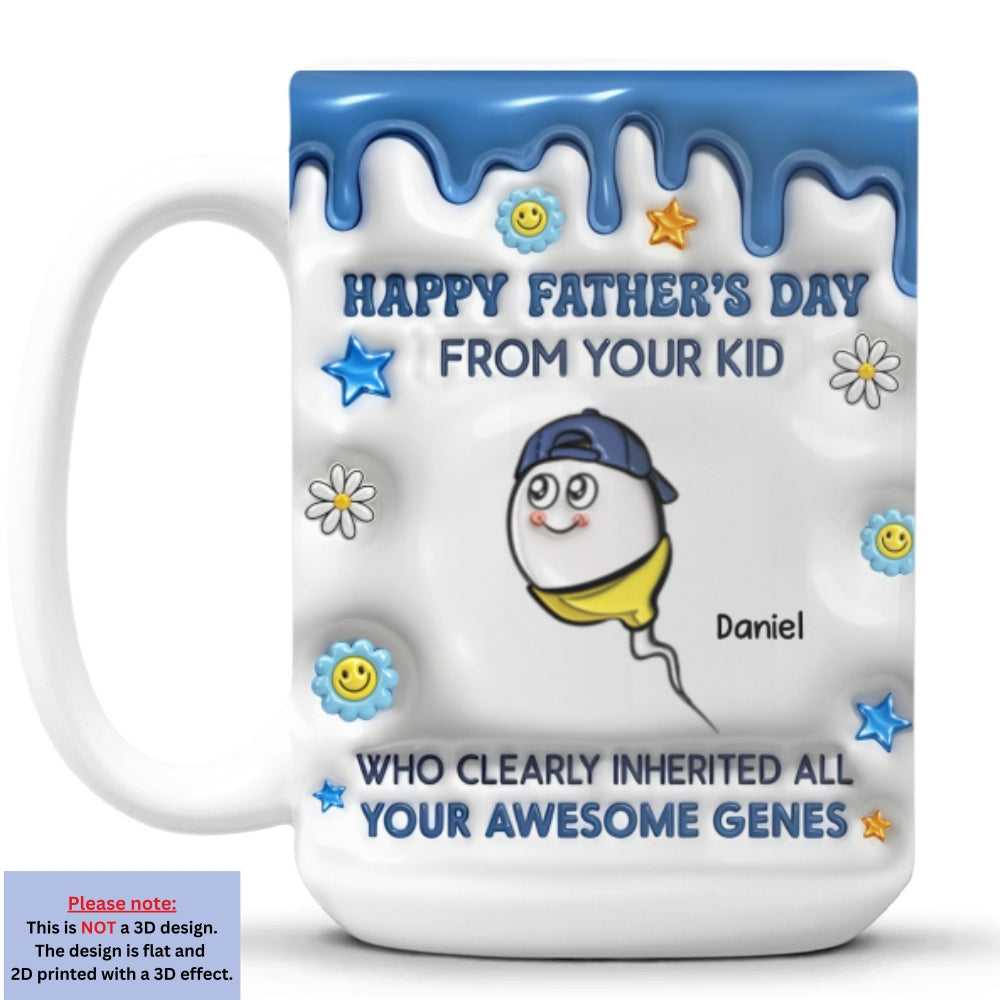 Custom Father's Day, Special Gift for Dad & Grandpa • Thanks Dad For Great Genes - Personalized 3D Inflated Effect Mug