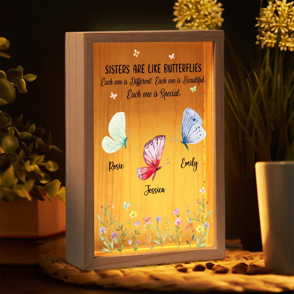 Sisters Shine Like Butterfly - Personalized Frame Light Box